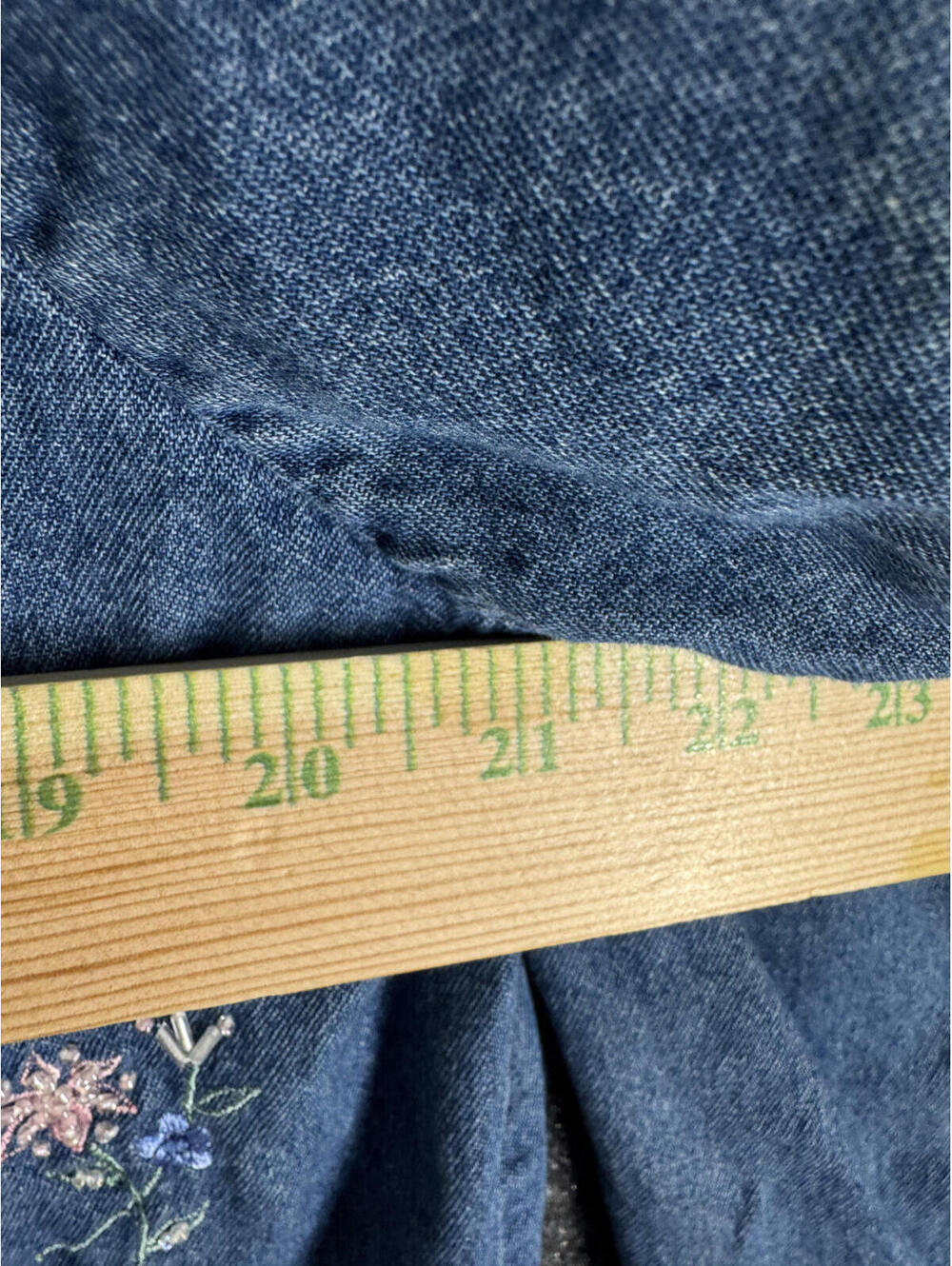 Casey & Max Top Women L Large Blue Floral Embroidered Button Up Tasseled Casual - Picture 3 of 6